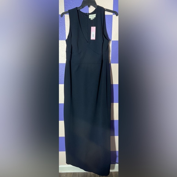 NWT Sachin + Babi Loretta Navy Blue V-Neck Stretch Crepe Maxi Dress - Picture 3 of 8